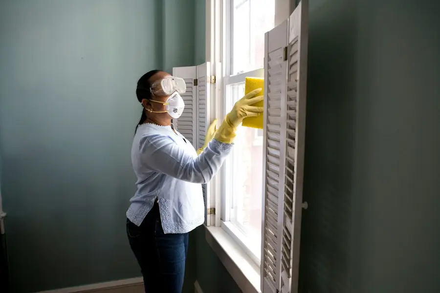 Window being wiped clean from the inside